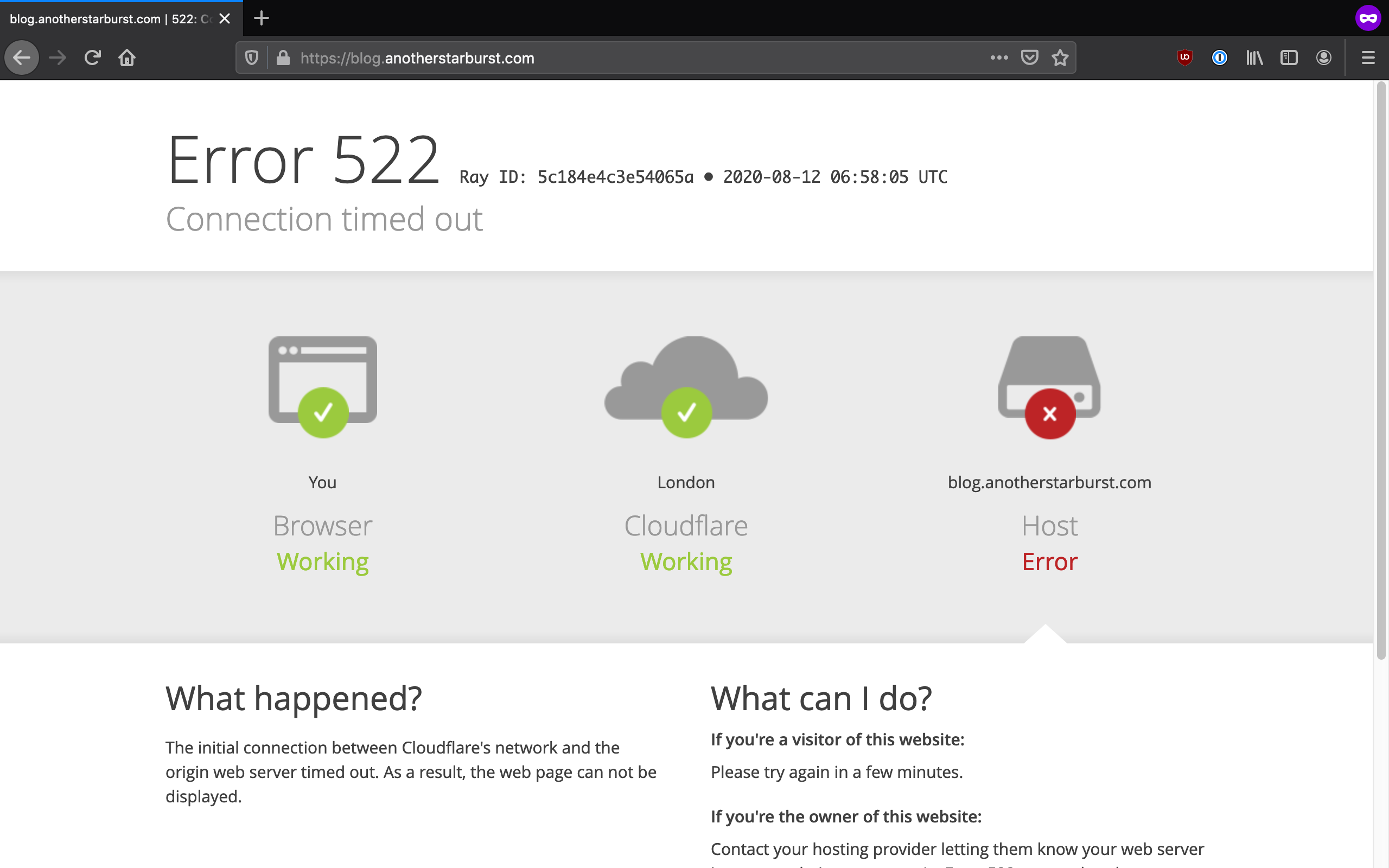 Cloudflare 522 error when setting SSL/TLS encryption mode to Full